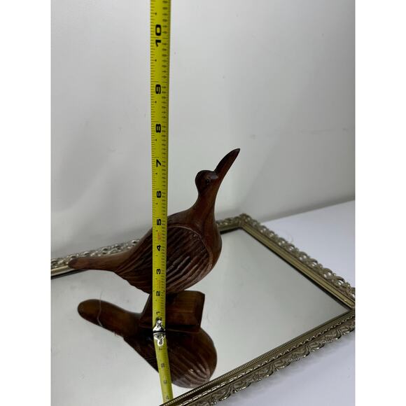 Vintage Hand-Carved Wooden Sitting Bird Sculpture, Mid Century Wood Bird Figure - Picture 8 of 10